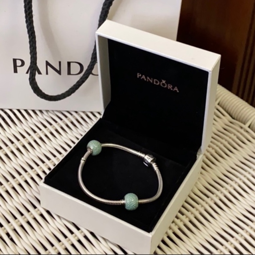 Pandora Sterling Silver Bracelet with 2 charms